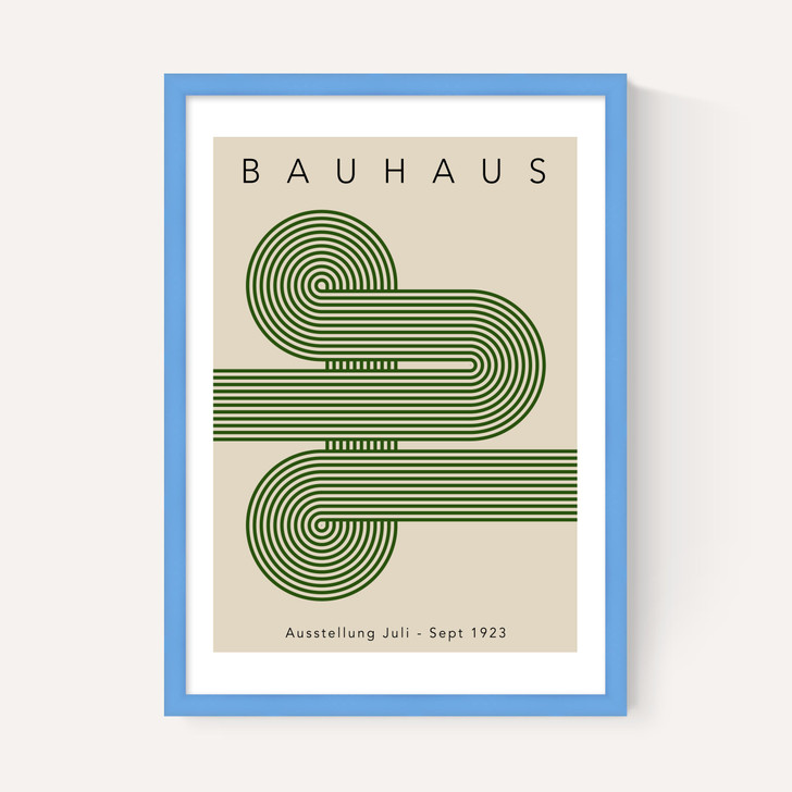 Bauhaus Green Curved Stripes