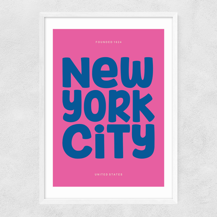 New York Typography Narrow White Frame