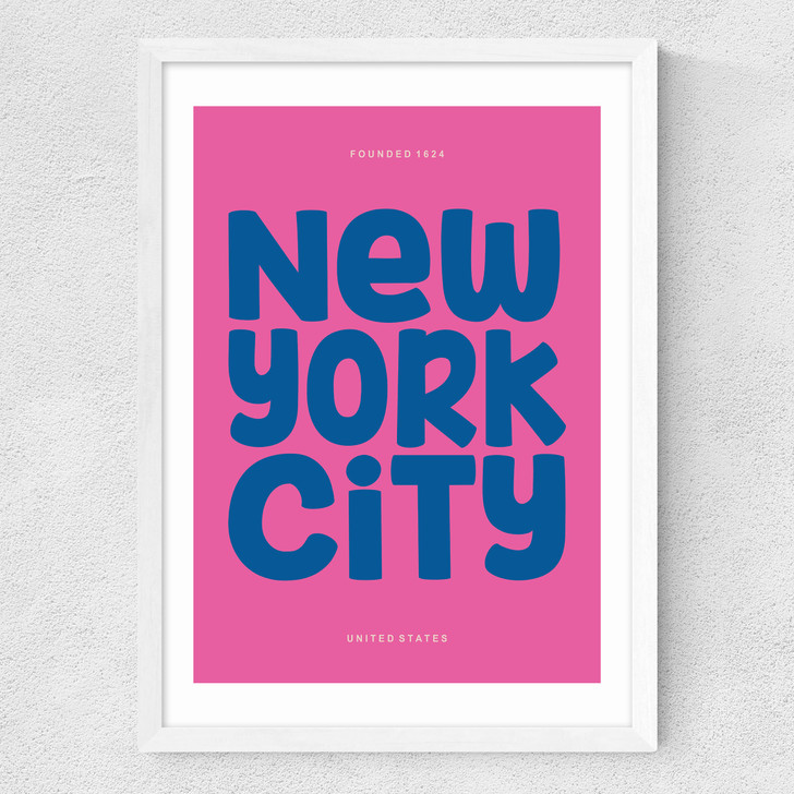 New York Typography Medium White Frame
