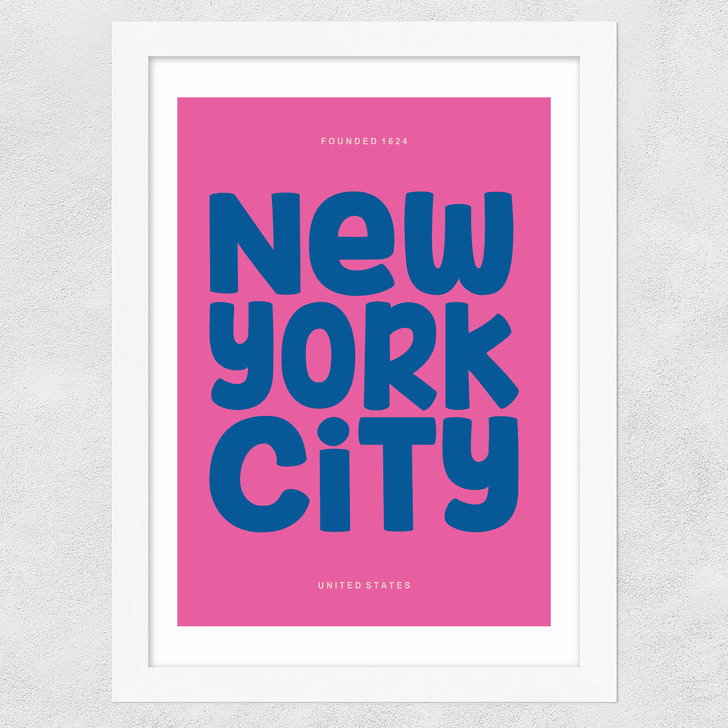 New York Typography Wide White Frame
