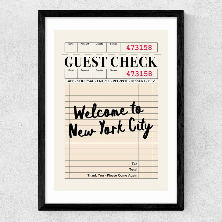 NY Guest Check Medium Black Frame