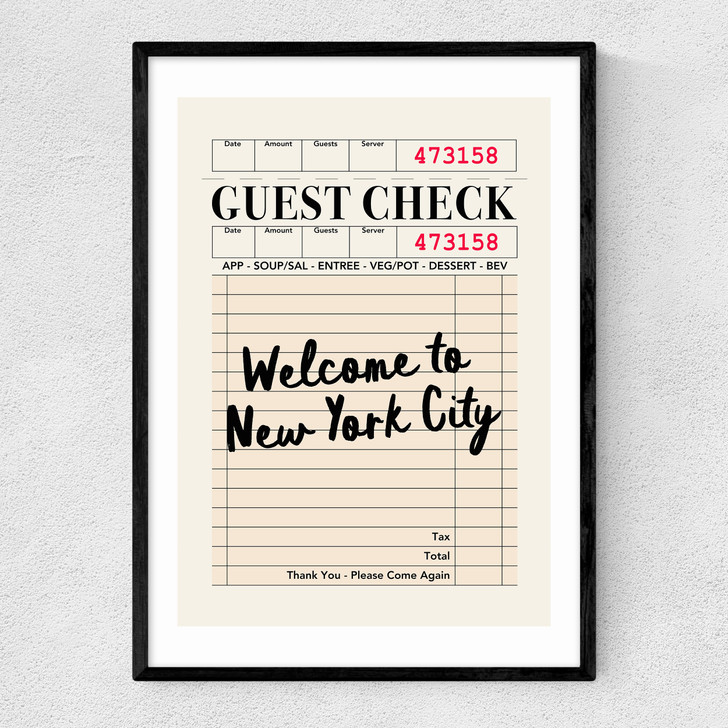 NY Guest Check Narrow Black Frame