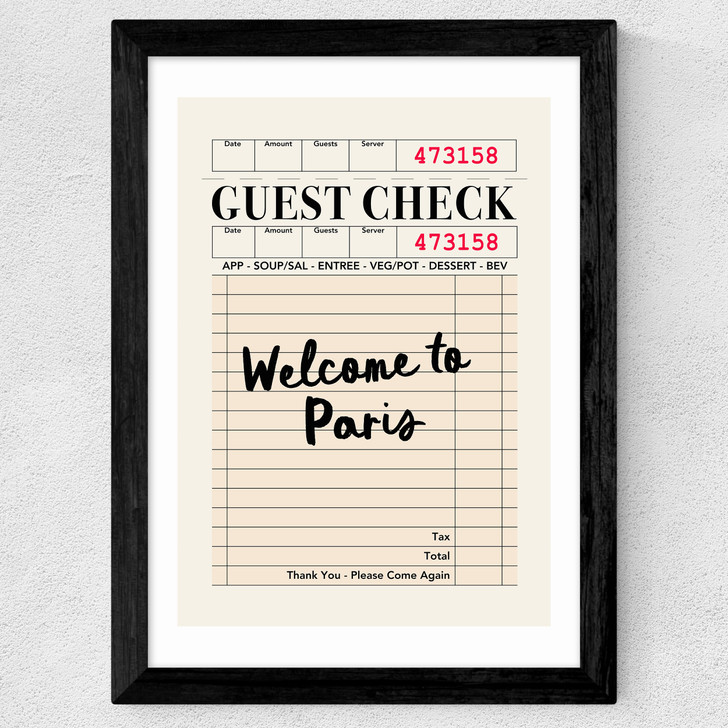 Paris Guest Check Wide Black Frame