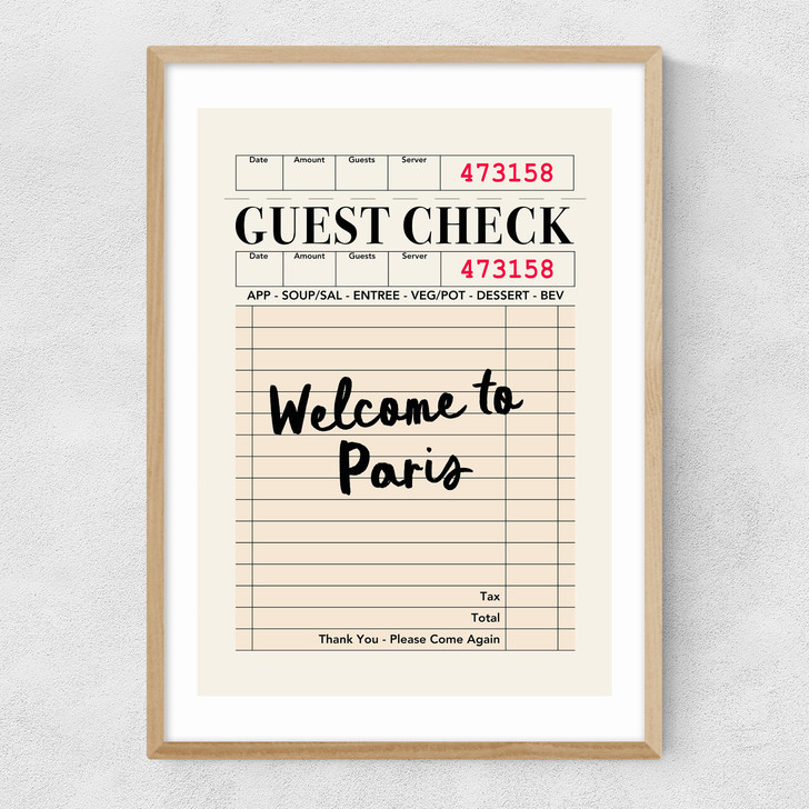 Paris Guest Check Narrow Oak Frame