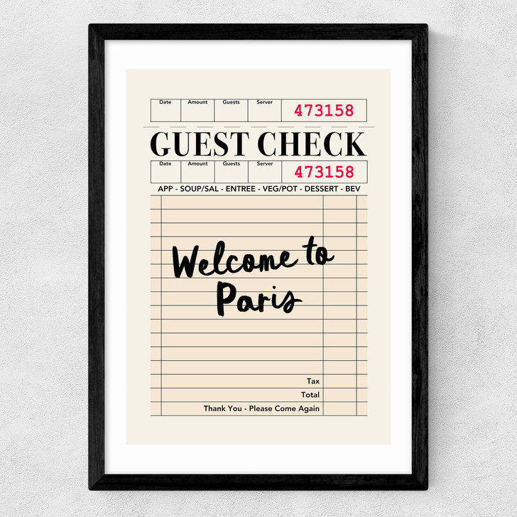 Paris Guest Check Medium Black Frame