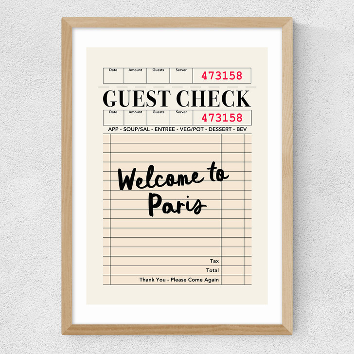 Paris Guest Check Medium Oak Frame