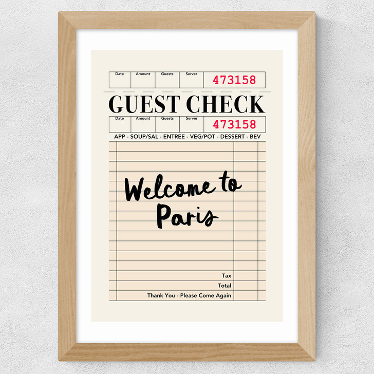 Paris Guest Check Wide Oak Frame