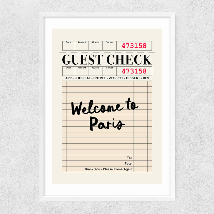 Paris Guest Check Narrow White Frame