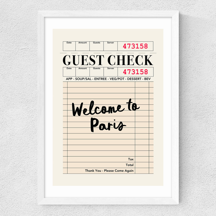 Paris Guest Check Medium White Frame