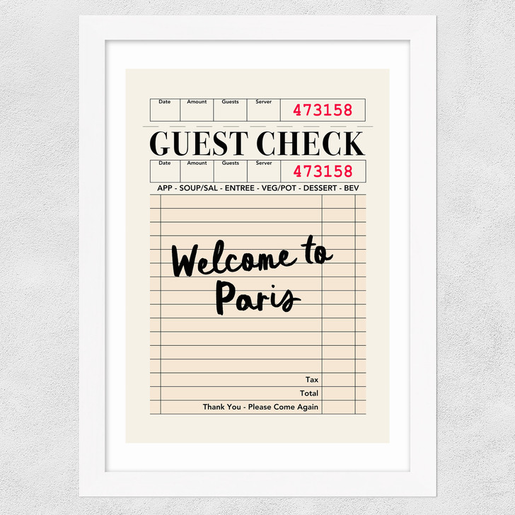 Paris Guest Check Wide White Frame