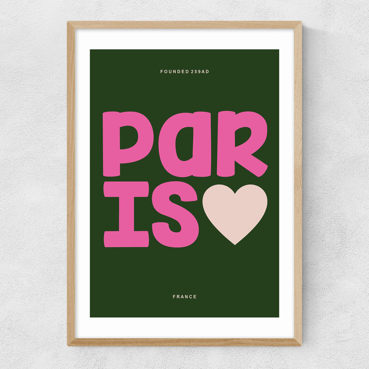 paris typography art print by luxe poster co in black frame