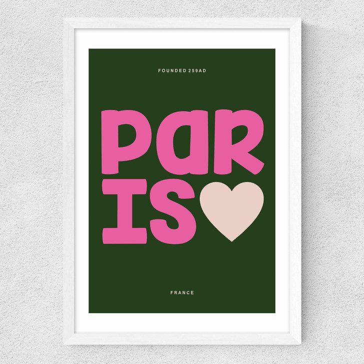 Paris Typography Medium White Frame