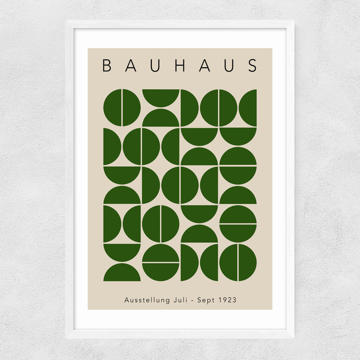 Bauhaus Green Semi Circles Narrow White Frame Bauhaus Green Semi Circles Narrow White Frame