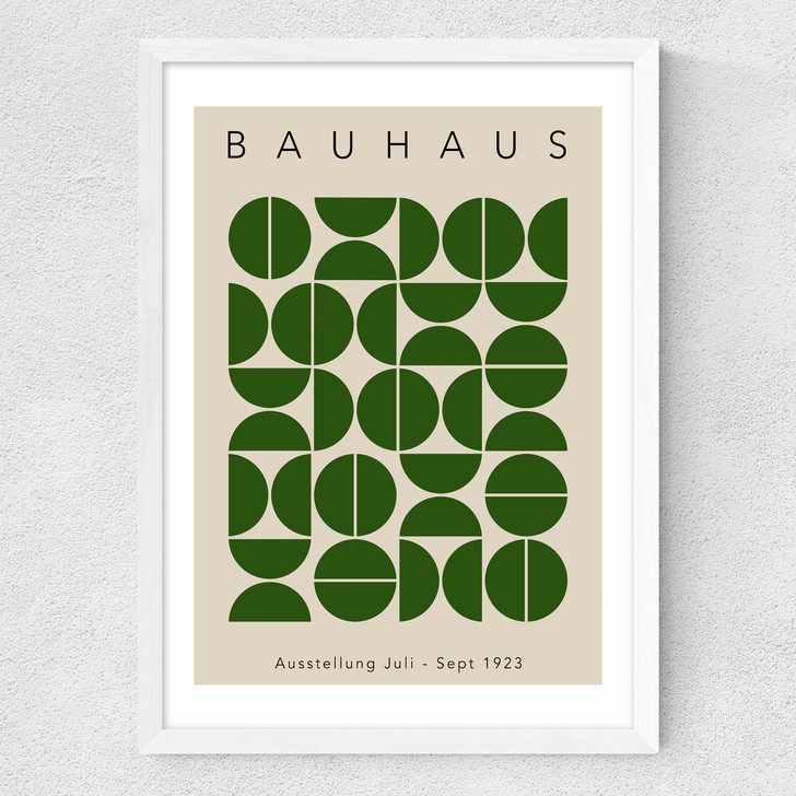 Bauhaus Green Semi Circles Medium White Frame