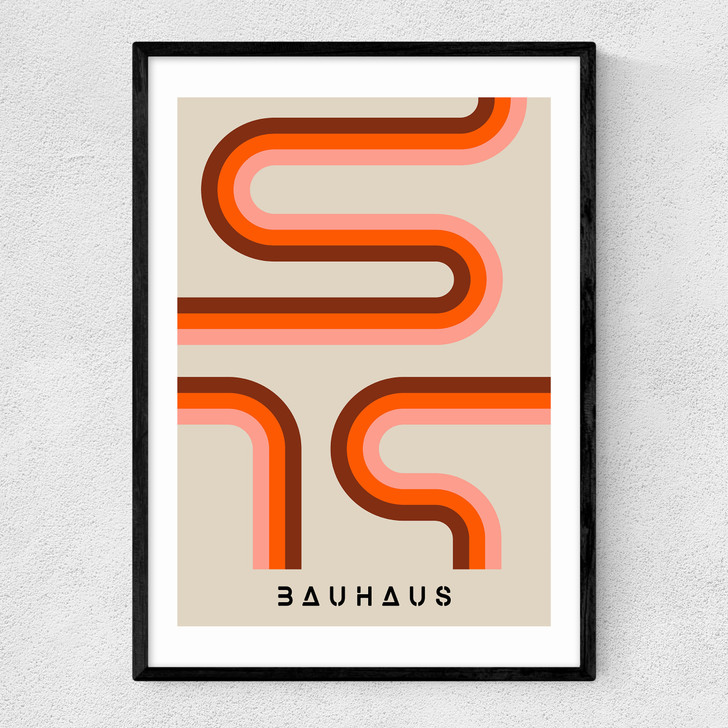 Bauhaus Retro Stripes Narrow Black Frame