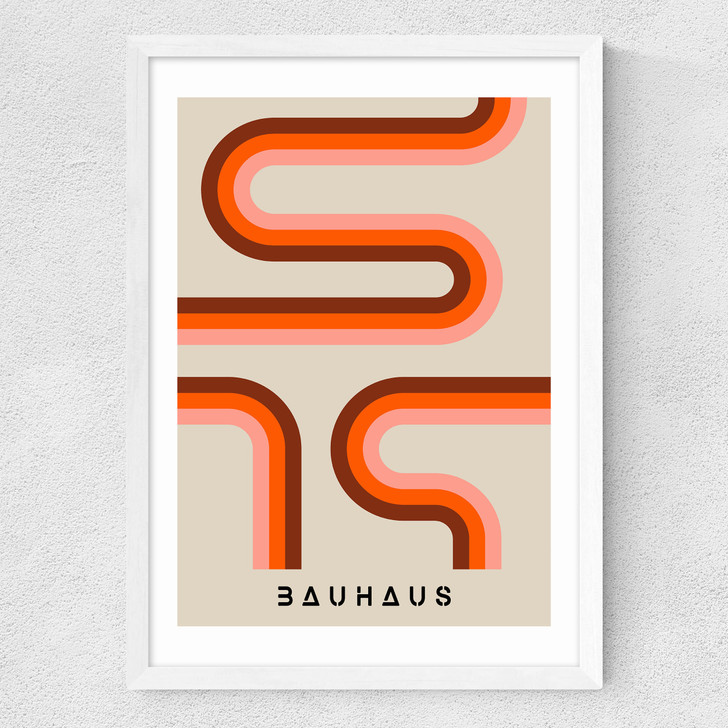 Bauhaus Retro Stripes Medium White Frame