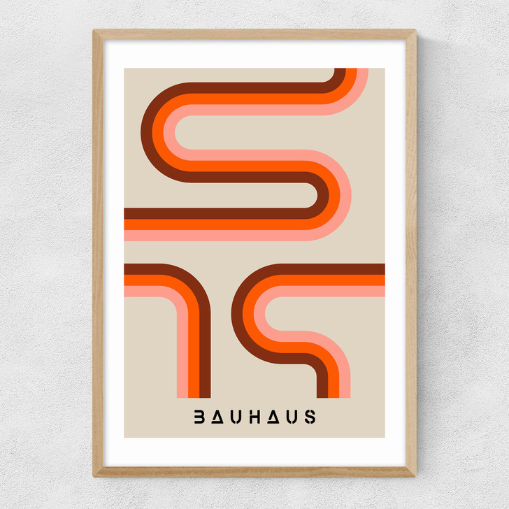 Bauhaus Retro Stripes Narrow Oak Frame