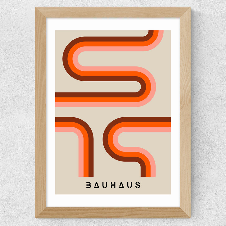 Bauhaus Retro Stripes Wide Oak Frame