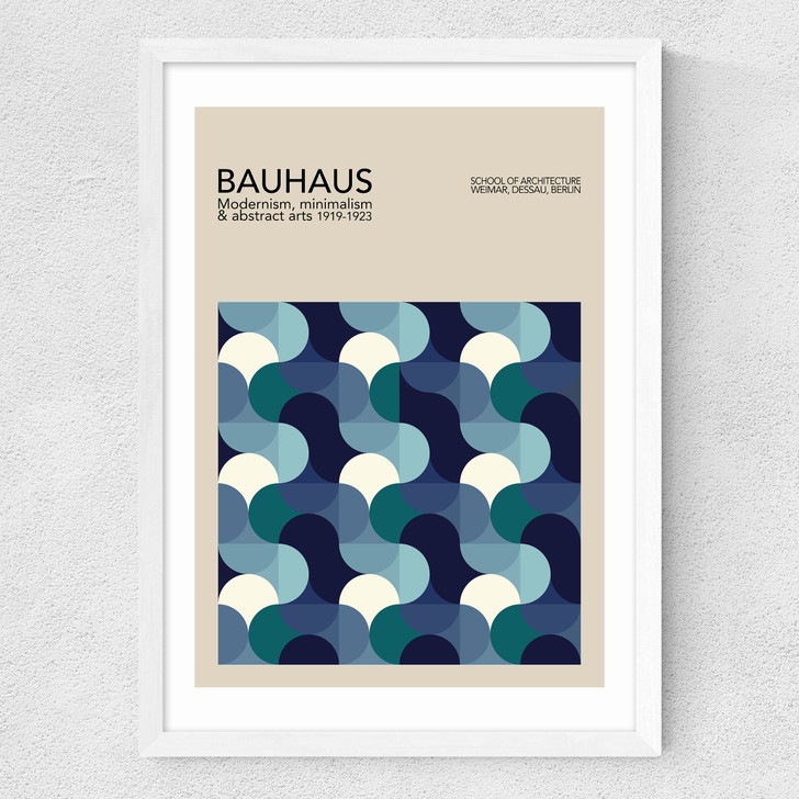 Bauhaus Blue Wave Medium White Frame Bauhaus Blue Wave Medium White Frame