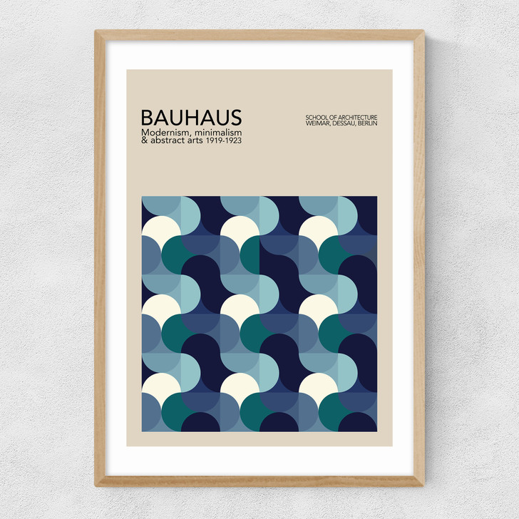 Bauhaus Blue Wave Narrow Oak Frame