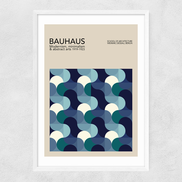 Bauhaus Blue Wave Narrow White Frame