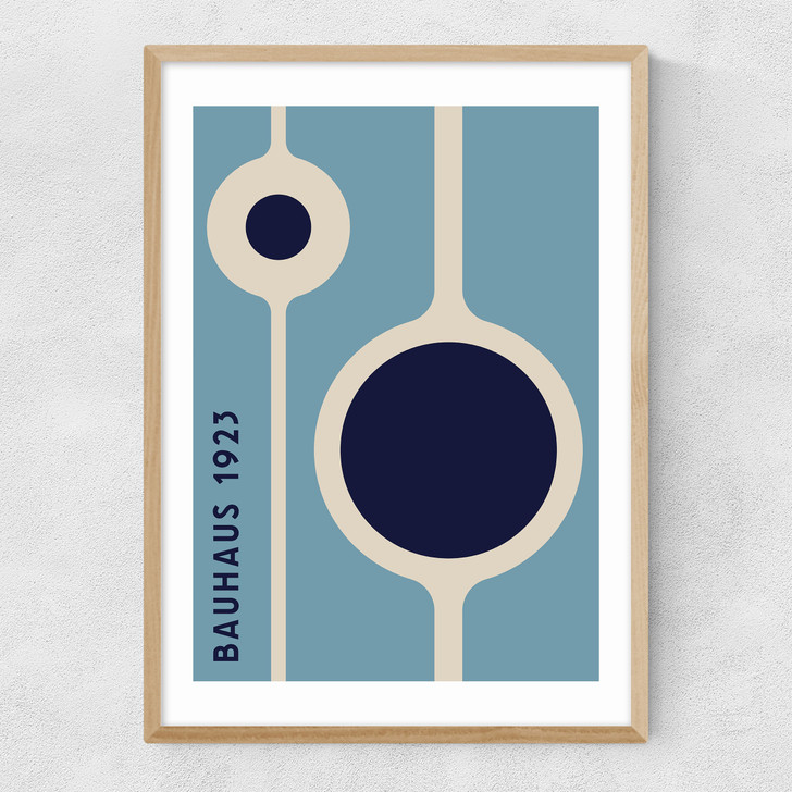 Bauhaus Blue Circle Narrow Oak Frame