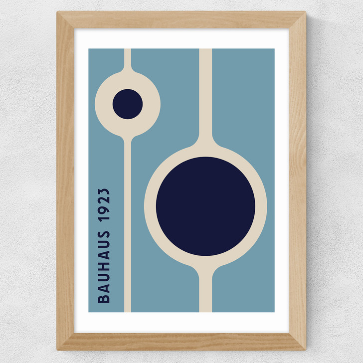 Bauhaus Blue Circle Wide Oak Frame