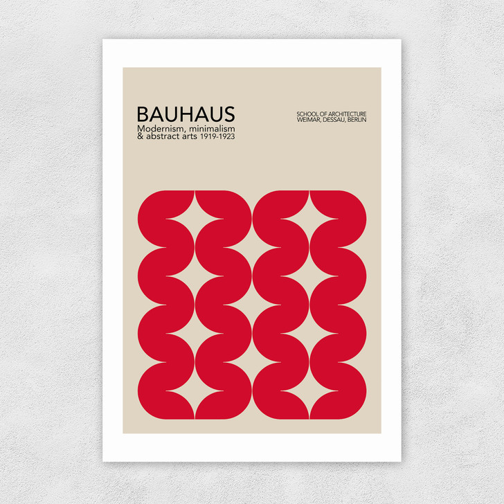 Bauhaus Red Curves Unframed Print