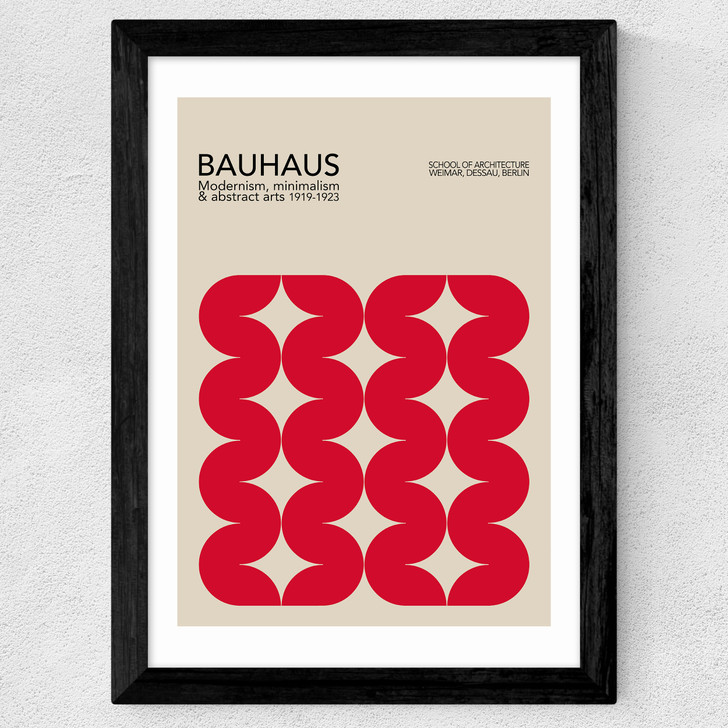 Bauhaus Red Curves Wide Black Frame Bauhaus Red Curves Wide Black Frame