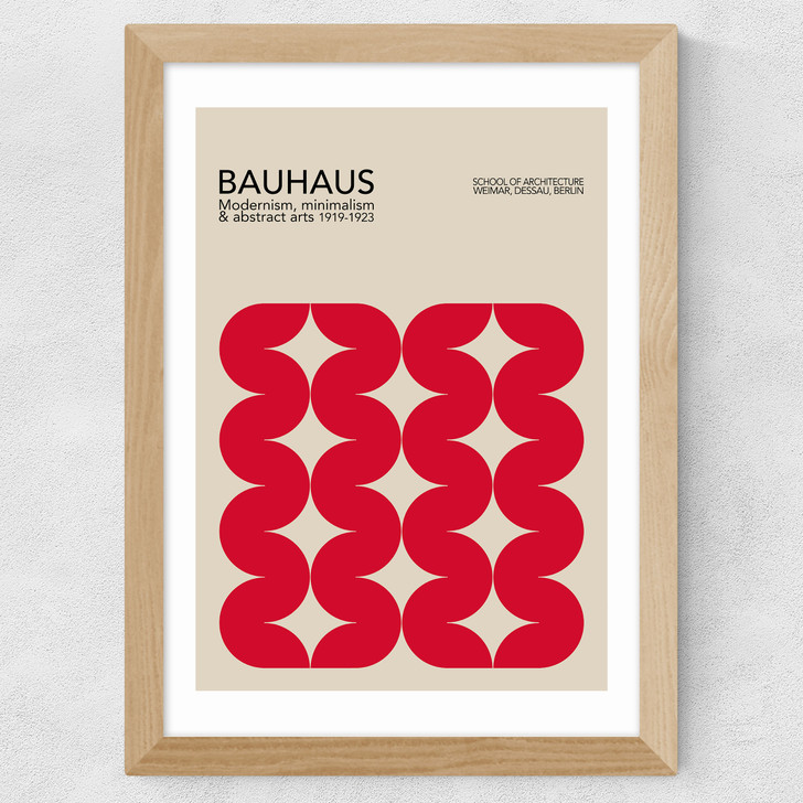 Bauhaus Red Curves Wide Oak Frame Bauhaus Red Curves Wide Oak Frame