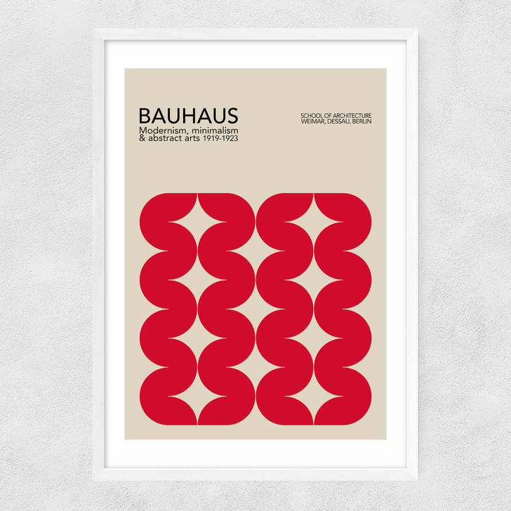 Bauhaus Red Curves Narrow White Frame Bauhaus Red Curves Narrow White Frame