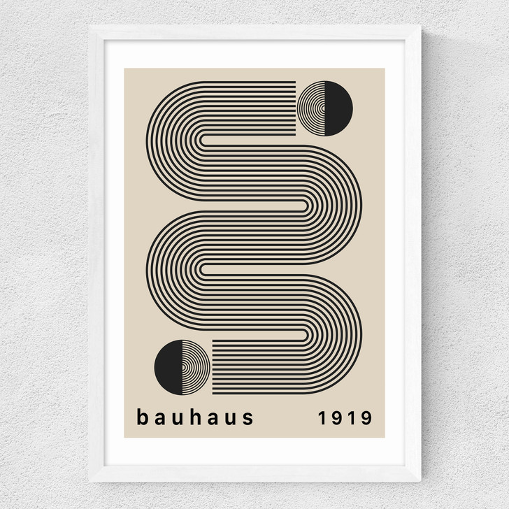 Bauhaus Black Stripes Medium White Frame Bauhaus Black Stripes Medium White Frame