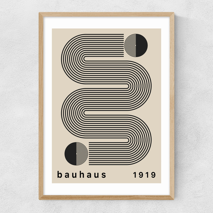 Bauhaus Black Stripes Narrow Oak Frame