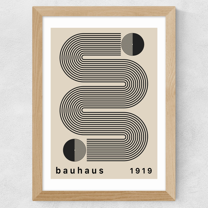 Bauhaus Black Stripes Wide Oak Frame