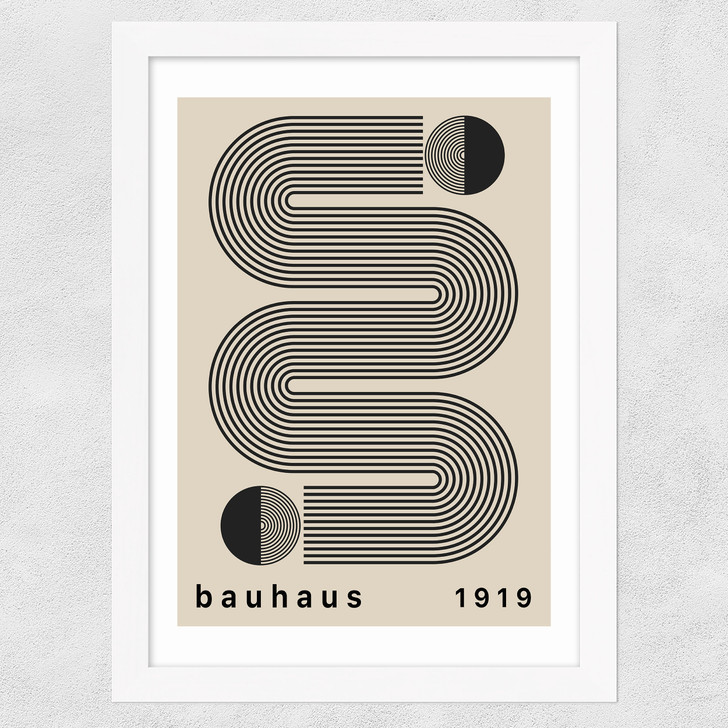 Bauhaus Black Stripes Wide White Frame