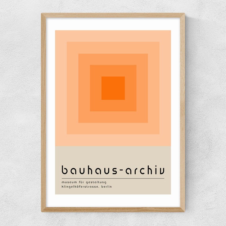 Bauhaus Orange Squares Narrow Oak Frame Bauhaus Orange Squares Narrow Oak Frame