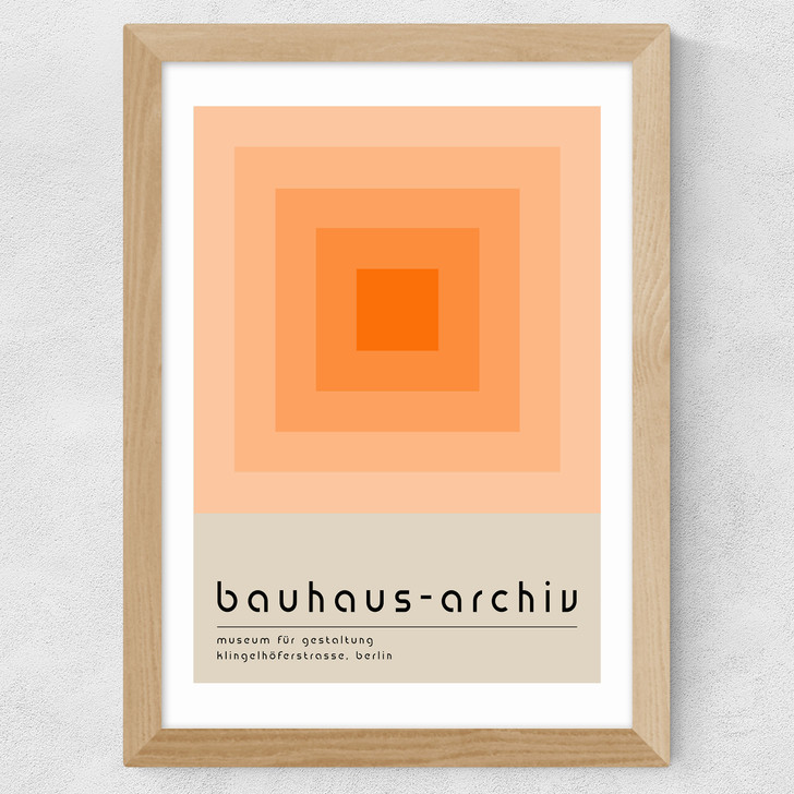 Bauhaus Orange Squares Wide Oak Frame Bauhaus Orange Squares Wide Oak Frame
