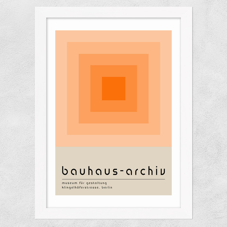 Bauhaus Orange Squares Wide White Frame Bauhaus Orange Squares Wide White Frame
