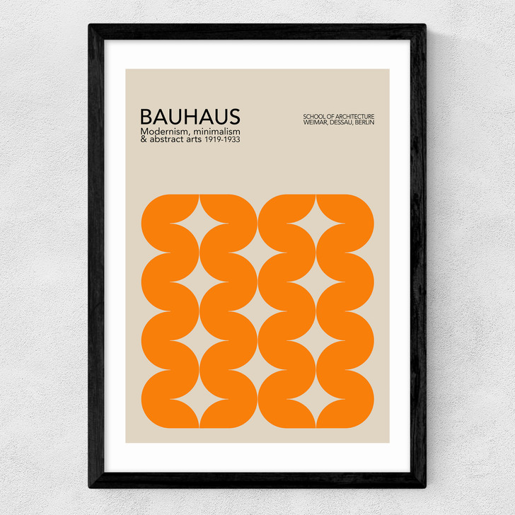 Bauhaus Orange Curves Medium Black Frame Bauhaus Orange Curves Medium Black Frame