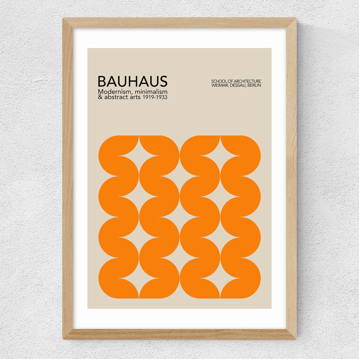 Bauhaus Orange Curves Medium Oak Frame Bauhaus Orange Curves Medium Oak Frame