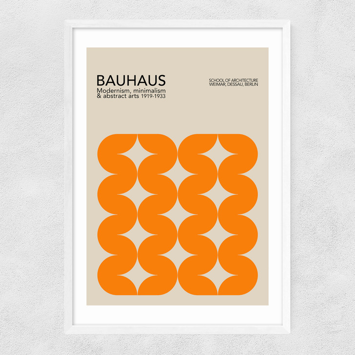 Bauhaus Orange Curves Narrow White Frame Bauhaus Orange Curves Narrow White Frame