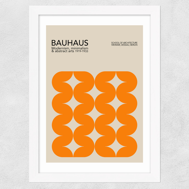 Bauhaus Orange Curves Wide White Frame Bauhaus Orange Curves Wide White Frame