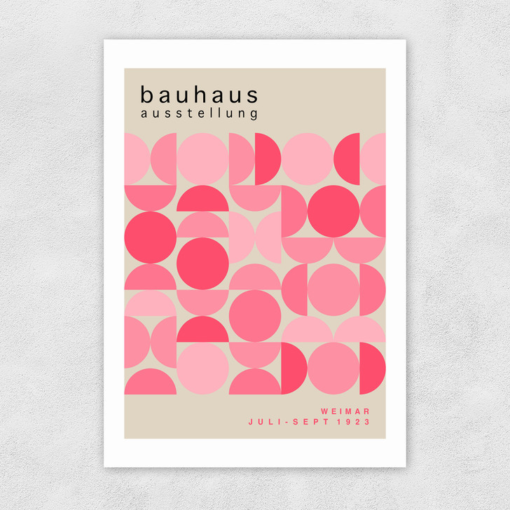 Bauhaus Pink Semi Circles Unframed Print