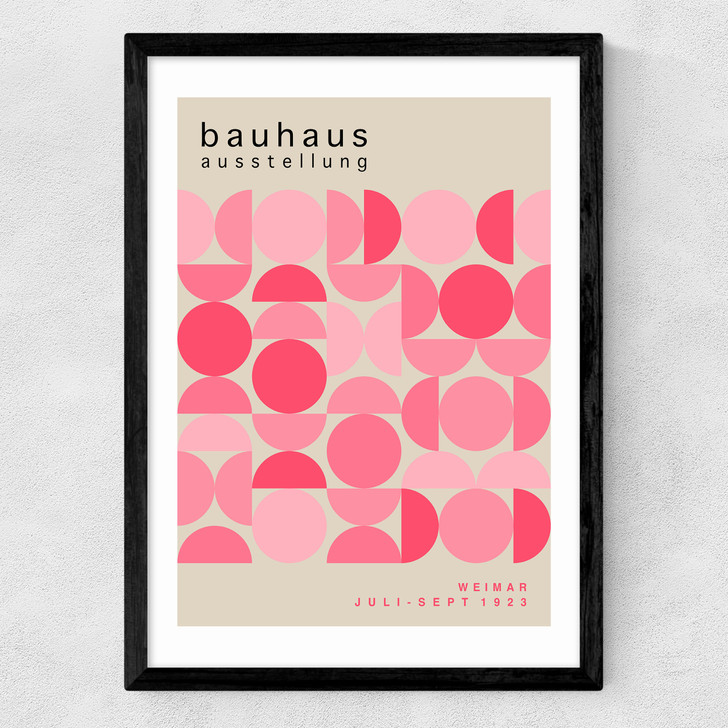 Bauhaus Pink Semi Circles Medium Black Frame Bauhaus Pink Semi Circles Medium Black Frame