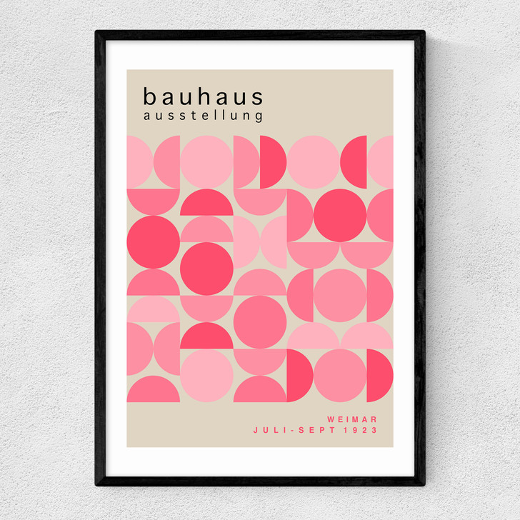 Bauhaus Pink Semi Circles Narrow Black Frame