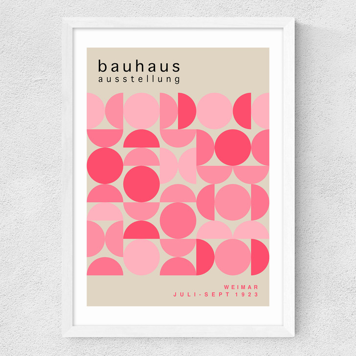 Bauhaus Pink Semi Circles Medium White Frame