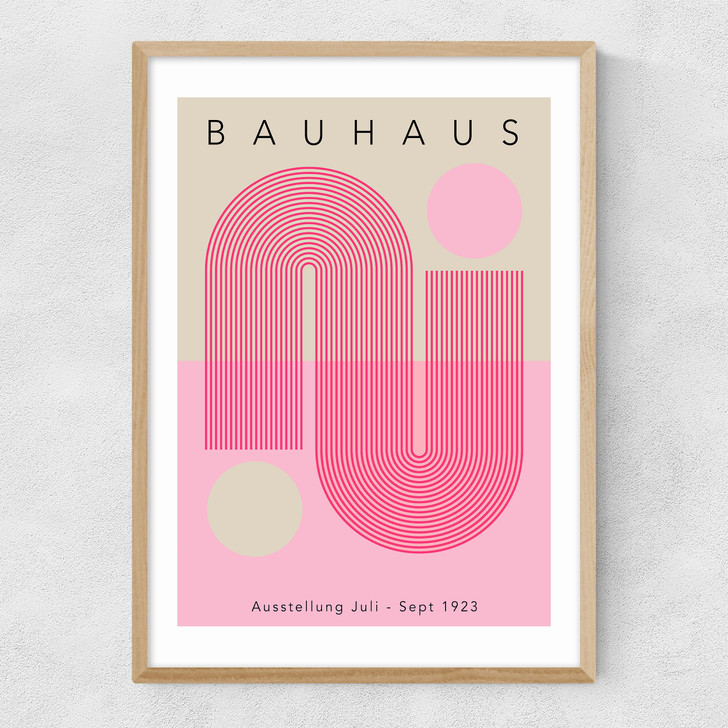Bauhaus Pink Curve Narrow Oak Frame Bauhaus Pink Curve Narrow Oak Frame
