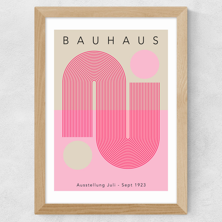 Bauhaus Pink Curve Wide Oak Frame Bauhaus Pink Curve Wide Oak Frame
