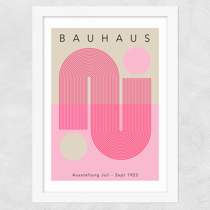 Bauhaus Pink Curve Wide White Frame