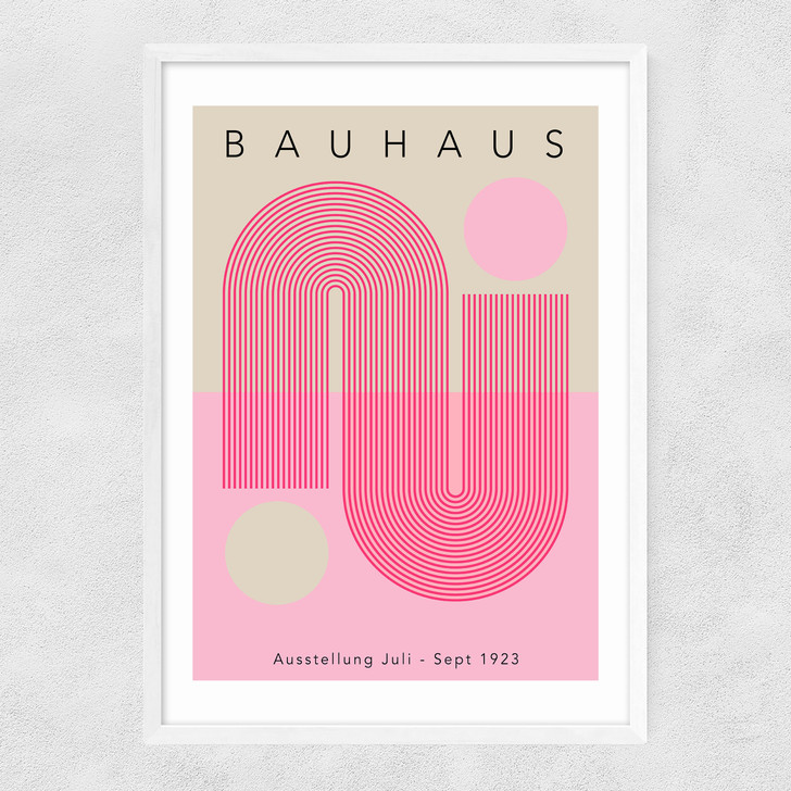 Bauhaus Pink Curve Narrow White Frame